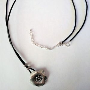 3/$49 NEW Long Leather Necklace With Flower Charm